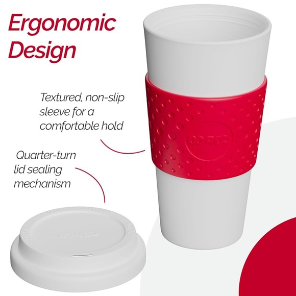 ✅ 5 for $25 - New Double Wall Insulated Travel Mug, White & Red - Picture 4 of 7